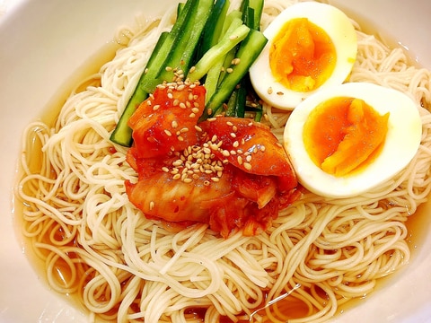 お素麺deさっぱり冷麺風☆